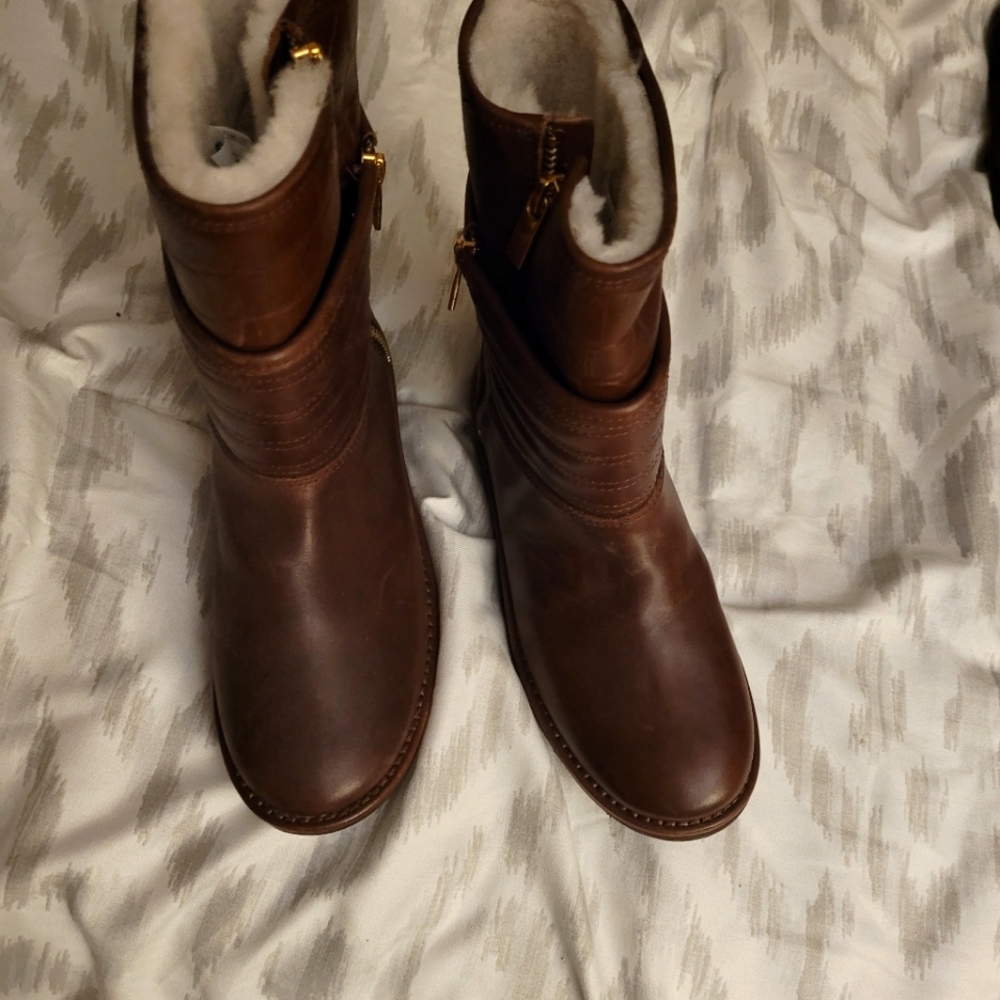 UGG Aviva Genuine Shearling Lined Boots, Stout Leather